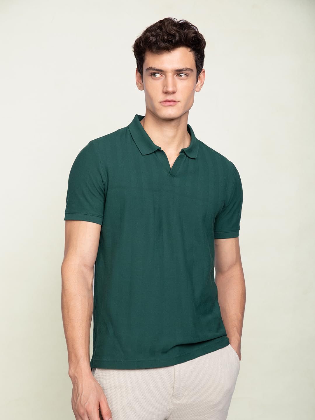 DAMENSCH Camiseta polo de piqué para hombre, textura llamativa, refrescante todo grado, algodón de primera calidad, textura de espiga, cuello Johnny