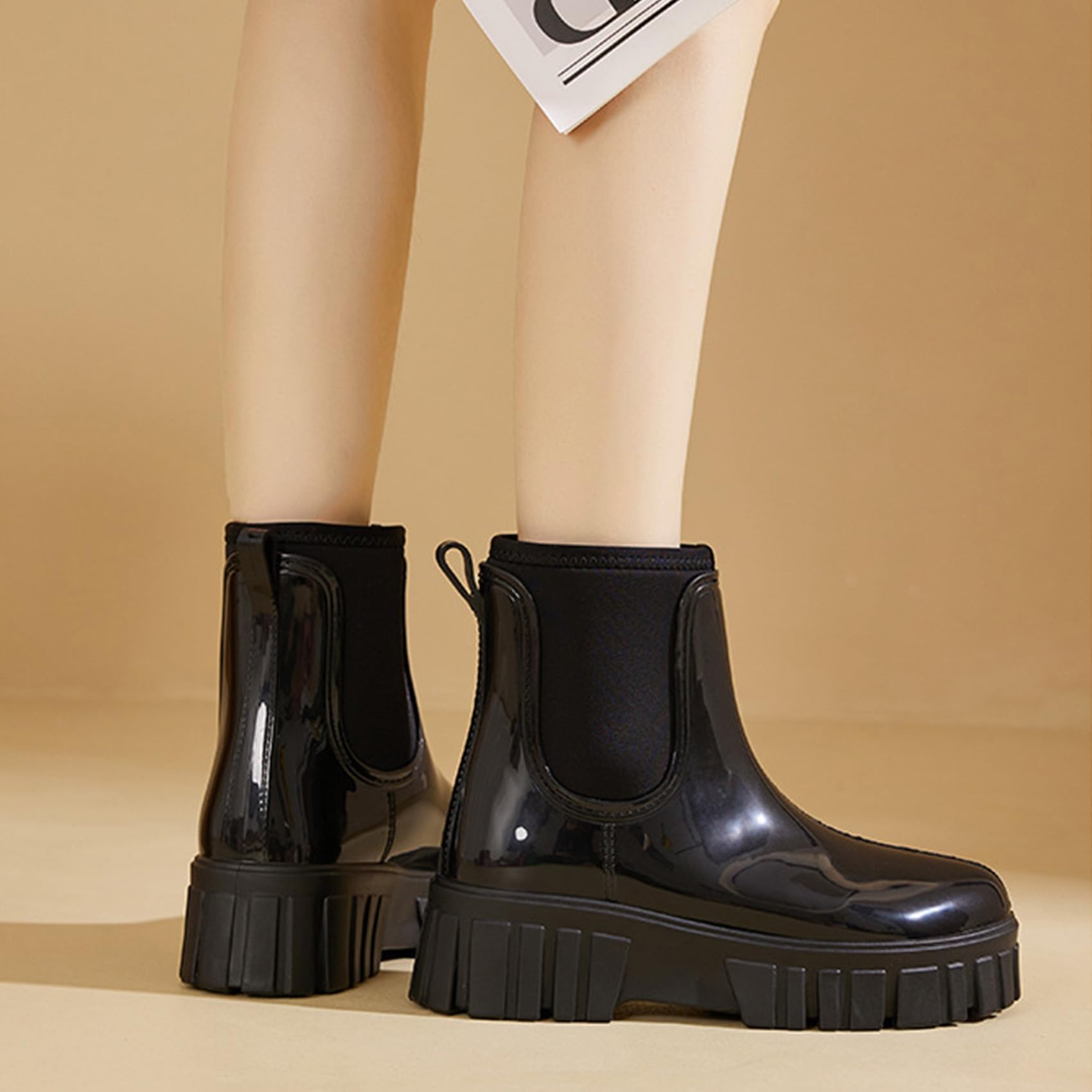 CLYCTIP Gummistiefel Damen Wasserdicht Stiefel Damen Chelsea Boots Damen Regenstiefel Stiefeletten mit Rutschfest Sohle