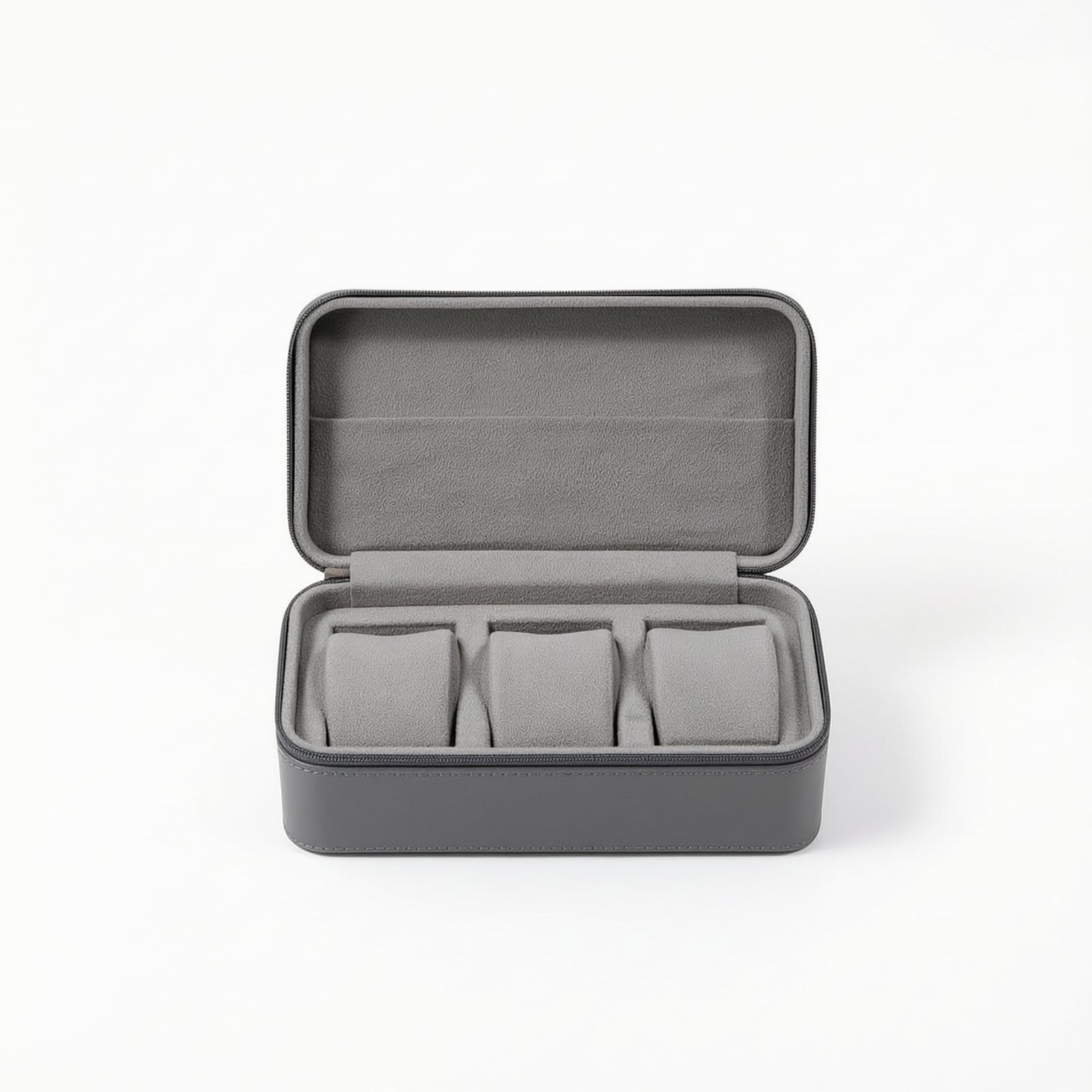 Uhrenbox mit 3 Slots gepolstert Uhrenreiseetui schützend Uhrenaufbewahrungsbox für Uhrensammler, Grau