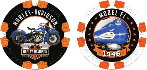 Harley-Davidson Fichas de póquer coleccionables modelo FL de la serie Vintage 10-1946