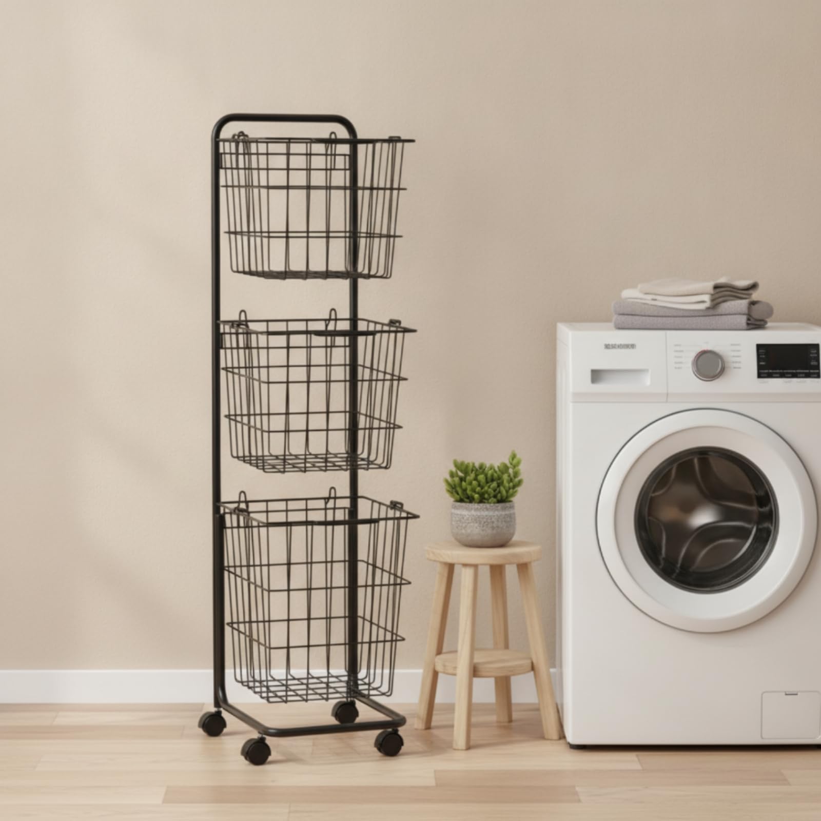 Carrello Portaoggetti Mobile Carrello in Metallo con Ruote Multiuso Scaffale Metallico Rotelle per Lavanderia