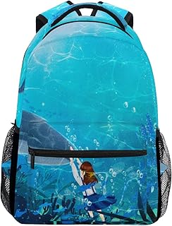 Art Peace Blue Shark Zainetti Zaino per bambini Ragazze Ragazzi borsa zaini da viaggio grande per laptop