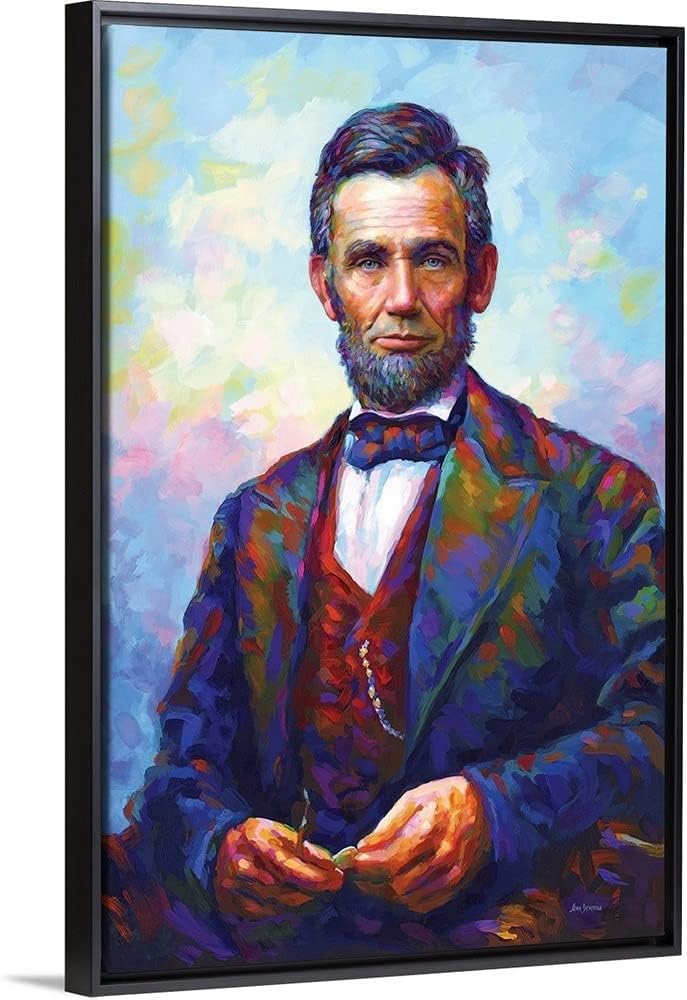 Abraham Lincoln Black Float Frame Canvas Art, History Artwork