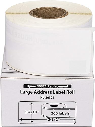HOUSELABELS DYMO 30321 - Etiquetas de dirección compatibles (1-410 pulgadas x 3-12 pulgadas) compatibles con impresoras Rollo, DYMO LW, 4 rollos260