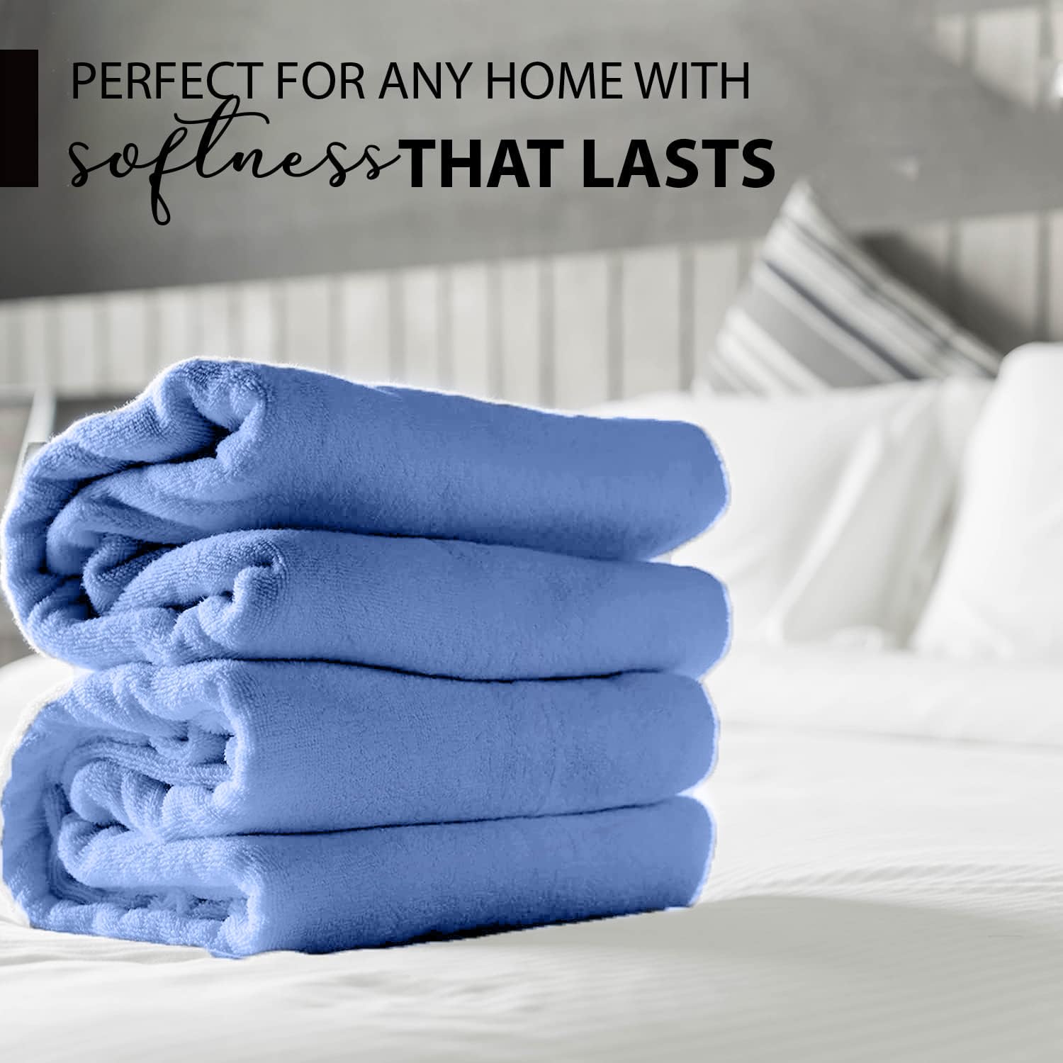 KAHAF COLLECTION Toallas de baño 100 % algodón, 24 x 48 pulgadas, secado rápido, altamente absorbentes, suaves al tacto, gimnasio, spa, baño, ducha, piscina, toallas suaves de lujo (azul, 24 x 48