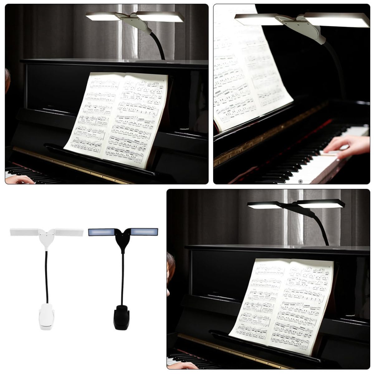 GALPADA Lampada da Lettura LED Clip Ricaricabile Luce Morbida per Spartiti Musicali e Pianoforte Protezione Occhi per Studio e Pratica Musicale