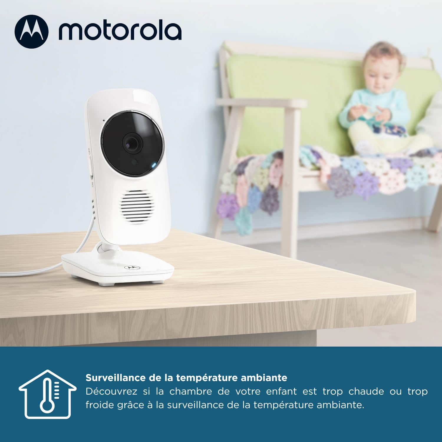 Motorola Nursery VM 483 - Babyphone avec caméra - Unité parent 2,8 pouces - Infrarouge - Zoom numérique - Fonction Talk-back - Babyphone vidéo
