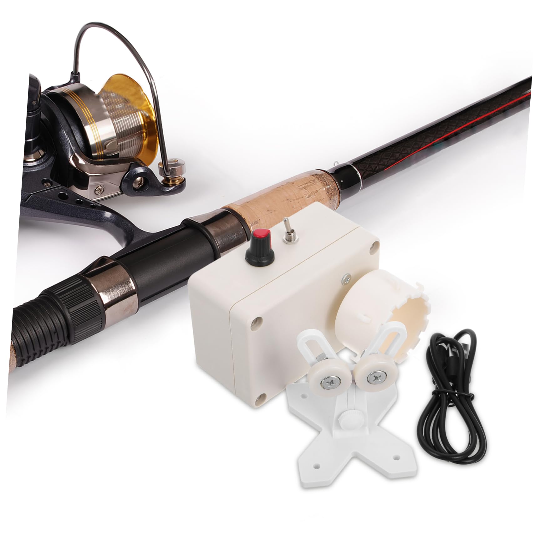 Yardwe Macchina Avvolgitrice Portatile per Canne da Pesca | Rotazione Elettrica, Asciugatura per Resina Epossidica, Design Multifunzione Salvaspazio, Corpo Plastico