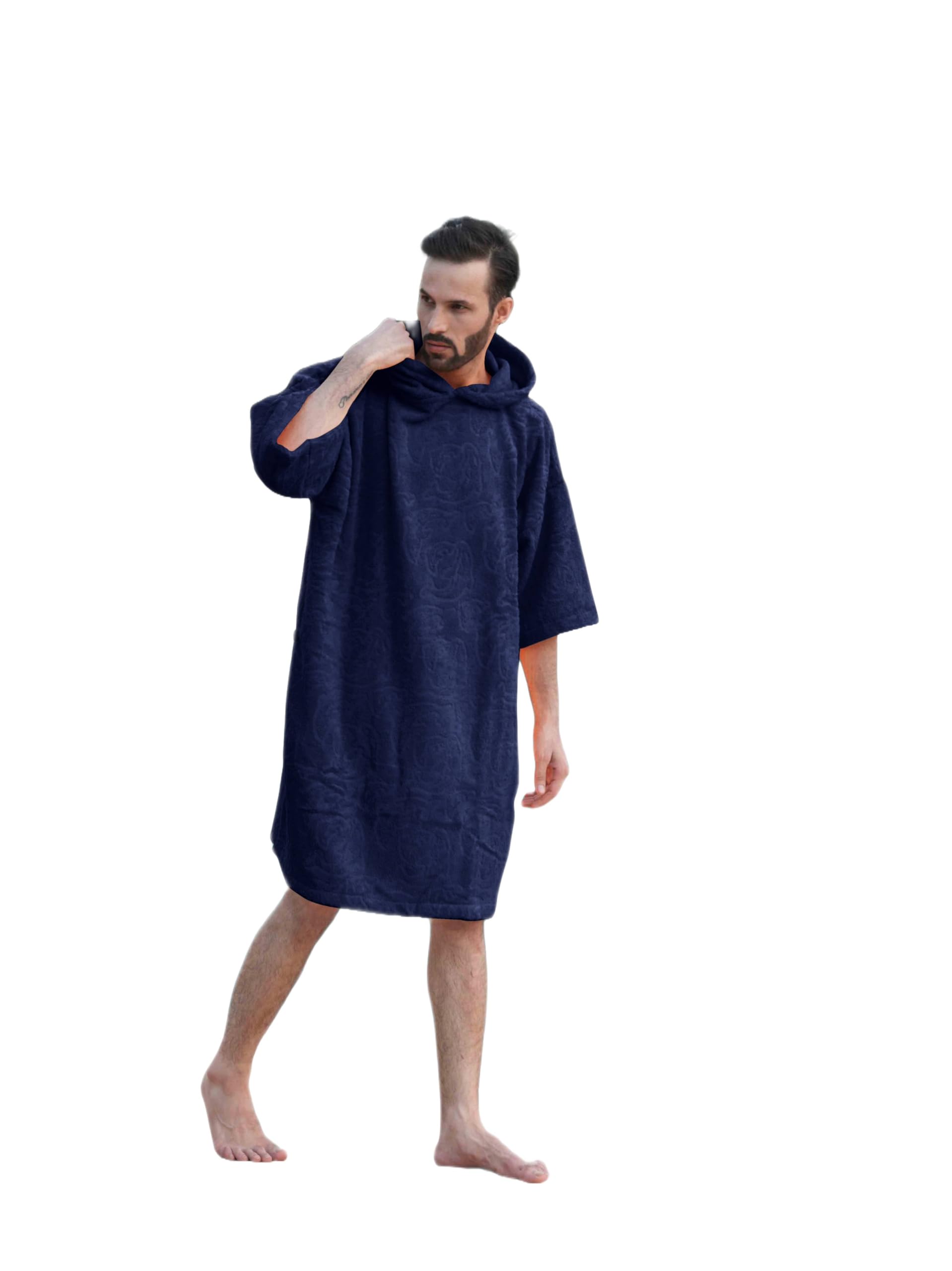ALLEN & MATE 100% Cotton Hooded Surf Poncho Changing Robe - Quick Absorbent Wetsuit Changing Towel with Pocket for Surfing Men & Women