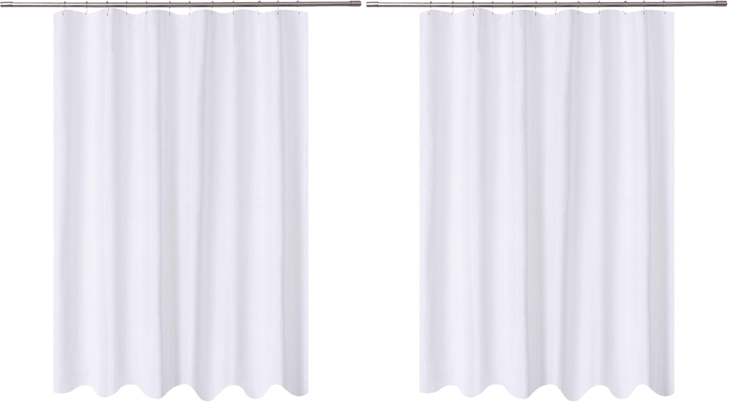 N&amp;Y HOME Fabric Shower Curtain Liner Extra Long 72 x 84 Inches with 2 Bottom Magnets, Hotel Quality, Washable, White Spa Bathroom Curtains with Grommets, 72x84 (Pack of 2)