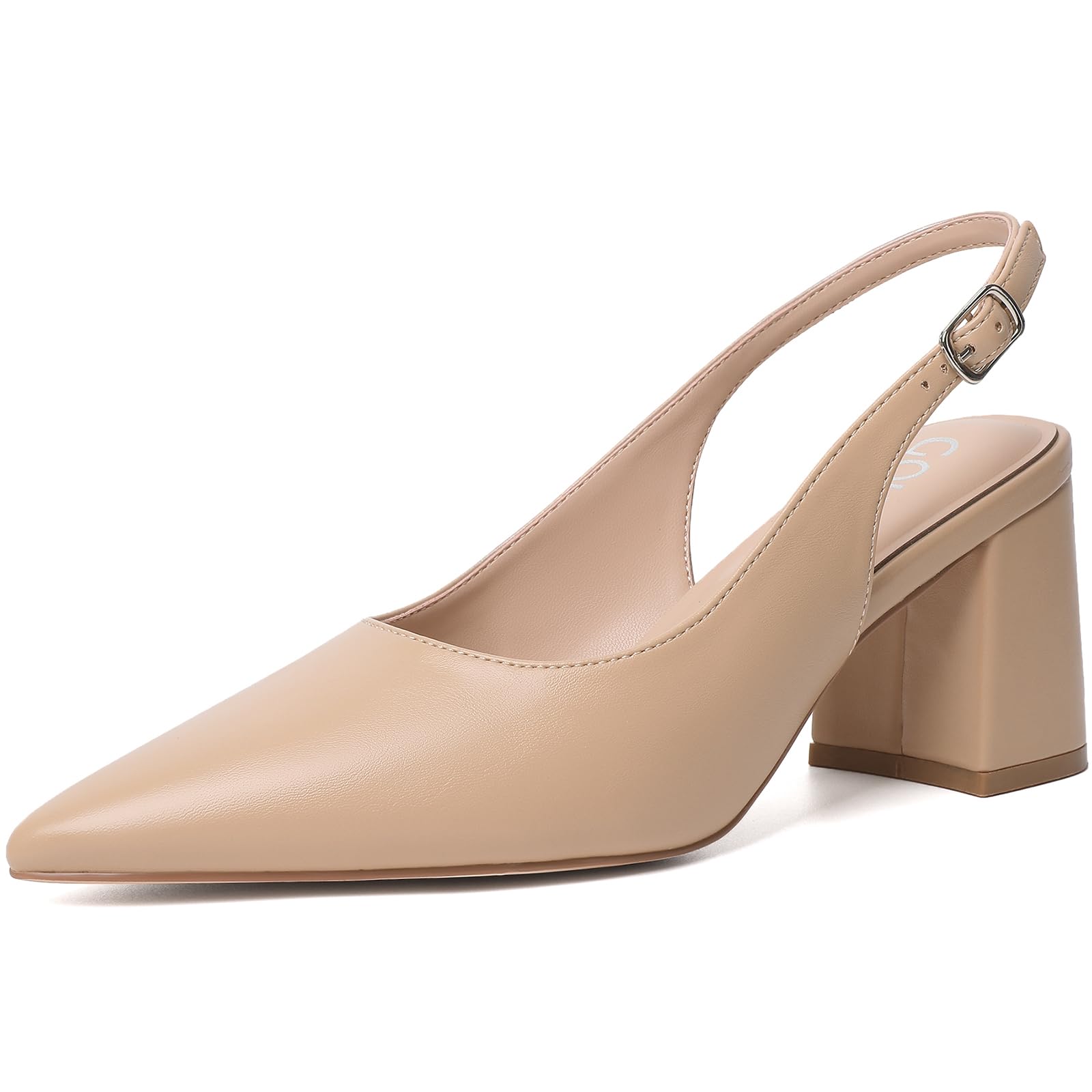Block Slingback Heels for Women Pointed Closed Toe Chunky Heels Office Work Shoes Women's Pumps for Business Casual