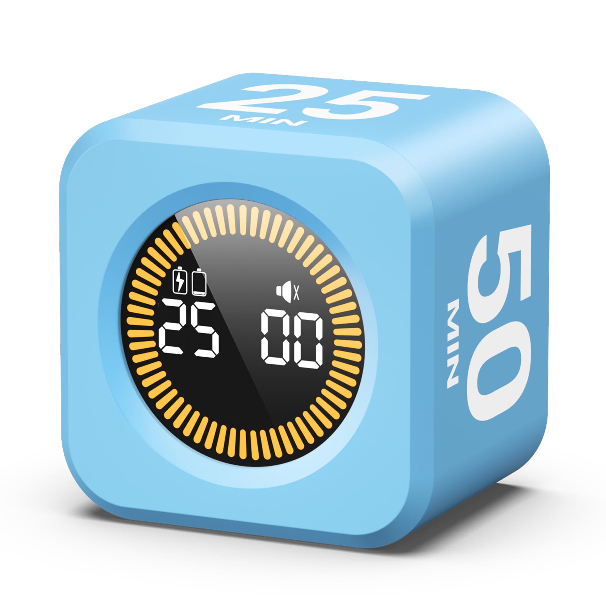 KADAMS Pomodoro Cube Timer Productivity Visual Timer - 5/10/25/50 Min Rotating Countdown (Blue)