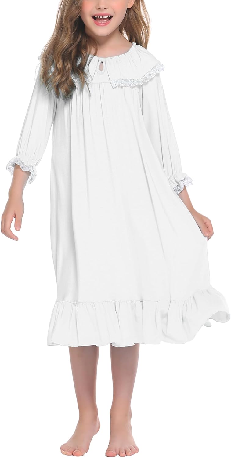 Ekouaer Girls Nightgowns Toddler Pajamas Dress Sleep Nightshirts Princess Soft Sleepwear for Kids