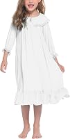 Ekouaer Girls Princess Nightgowns 3/4 Sleeve Pajama Dress Soft Sleepwear for Kids 3-13 Years
