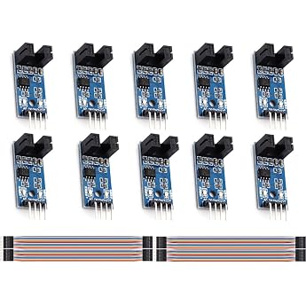 LM393 Speed Measuring Module Slot Type IR Optocoupler Measuring Comparator 3.3V-5V with Cable for MCUArduino Pack of 10