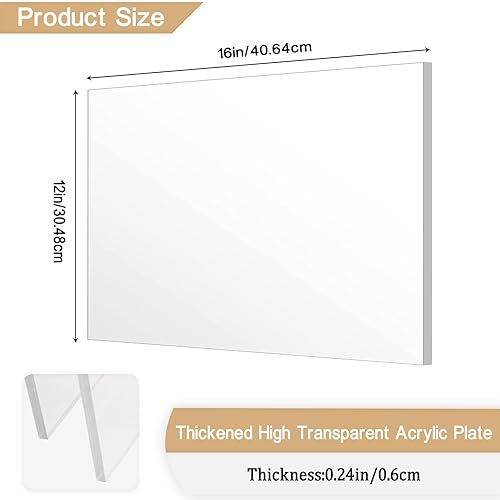 Miniatura 2 de Hoja de acrílico transparente, plexiglás de 14 de pulgada de grosor (0.236 in), hoja de plexiglás para proyectos de manualidades, letreros, pintura,