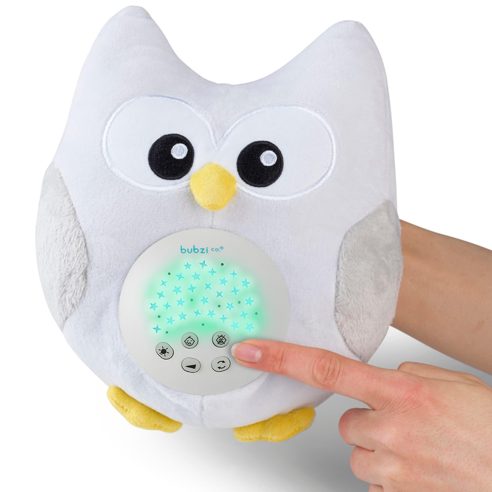 Bubzi Co Sound Machine, Portable Owl Soother & Night Light Projector, Comforting Electronic Infant Toddler Sleep Aid & Shush with White Noise