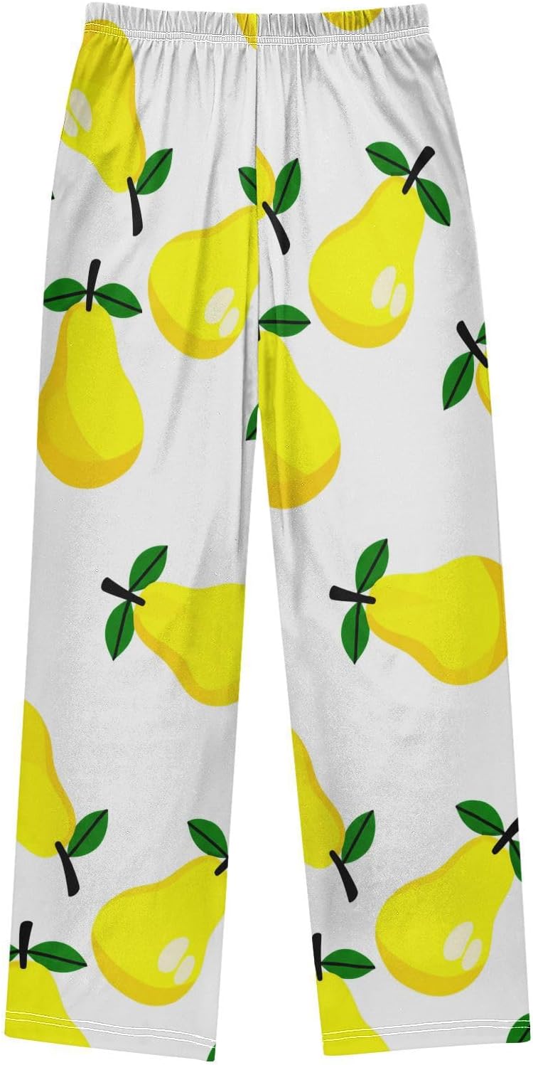 J JOYSAY Pear Leaves White Pajamas Pants Soft Long Pajama Bottoms Lounge Sleep Pants Size S-XL