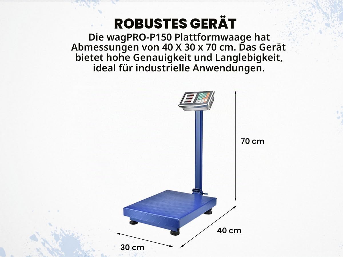 HDWR wagPRO-P150 Plattformwaage 150 kg, klappbare Paketwaage, Tara