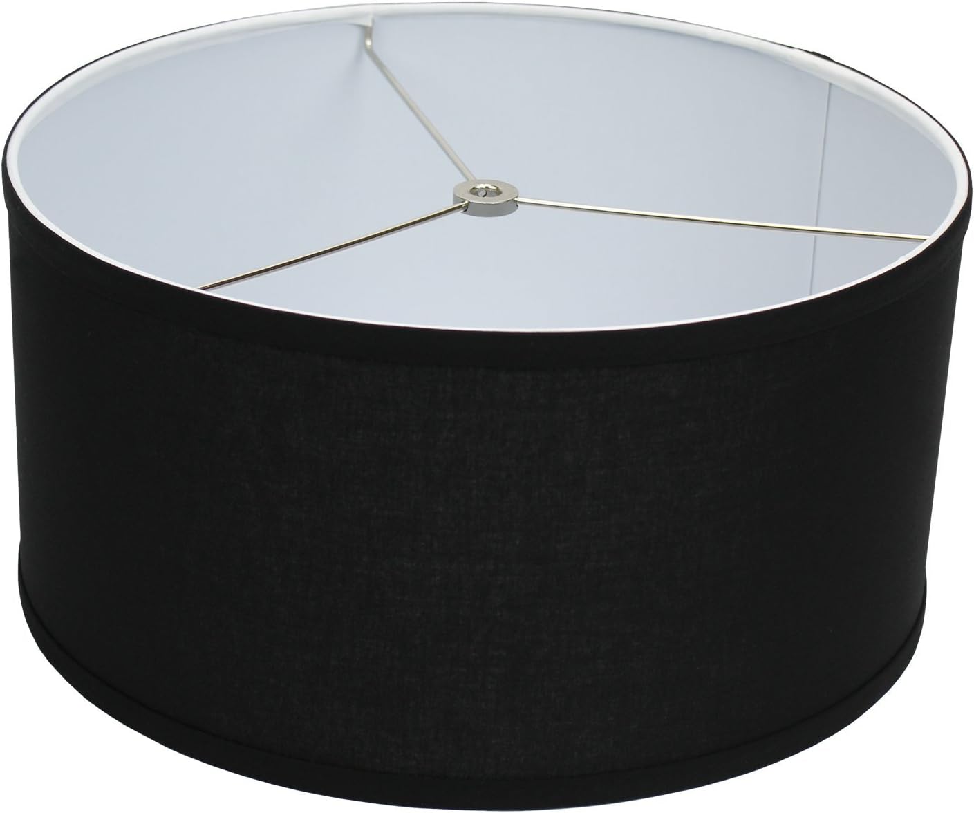 FenchelShades.com 14" Top Diameter x 14" Bottom Diameter 7" Height Cylinder Drum Lampshade USA Made (Linen Black)