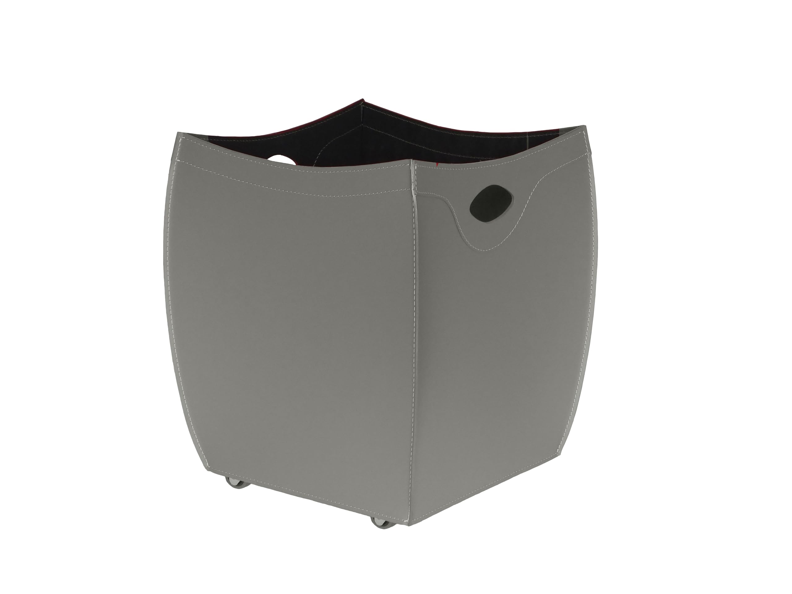 LIMAC Design BOTTE Contenitore portalegna Moderno in cuoio, borsa porta legna da interno, cesto per legna da ardere, con ruote gommate, prodotto in Italia. Tortora