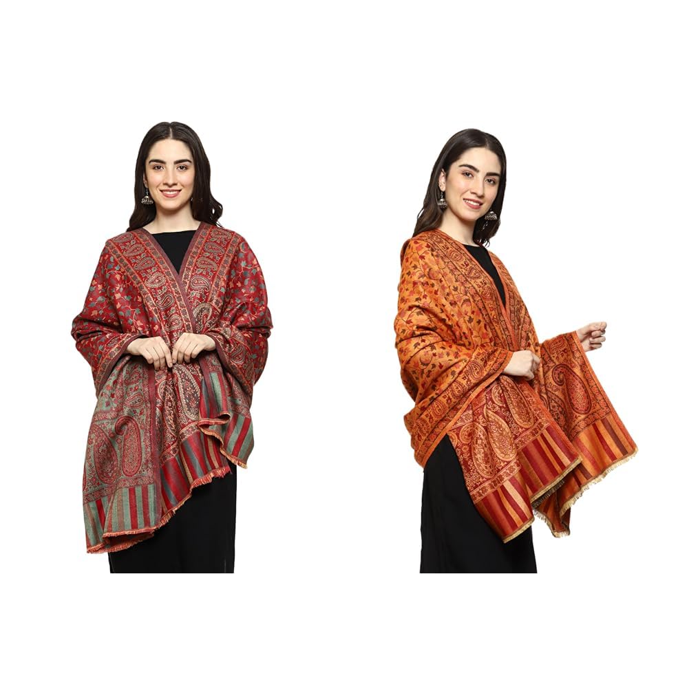 Women's Kashmiri Woven Acro Wool Paisley Kani Ladies Shawl, 100cm x 200cm Women's Kashmiri Woven Acro Wool Paisley Kani Ladies Shawl, 100cm x 200cm-image-44