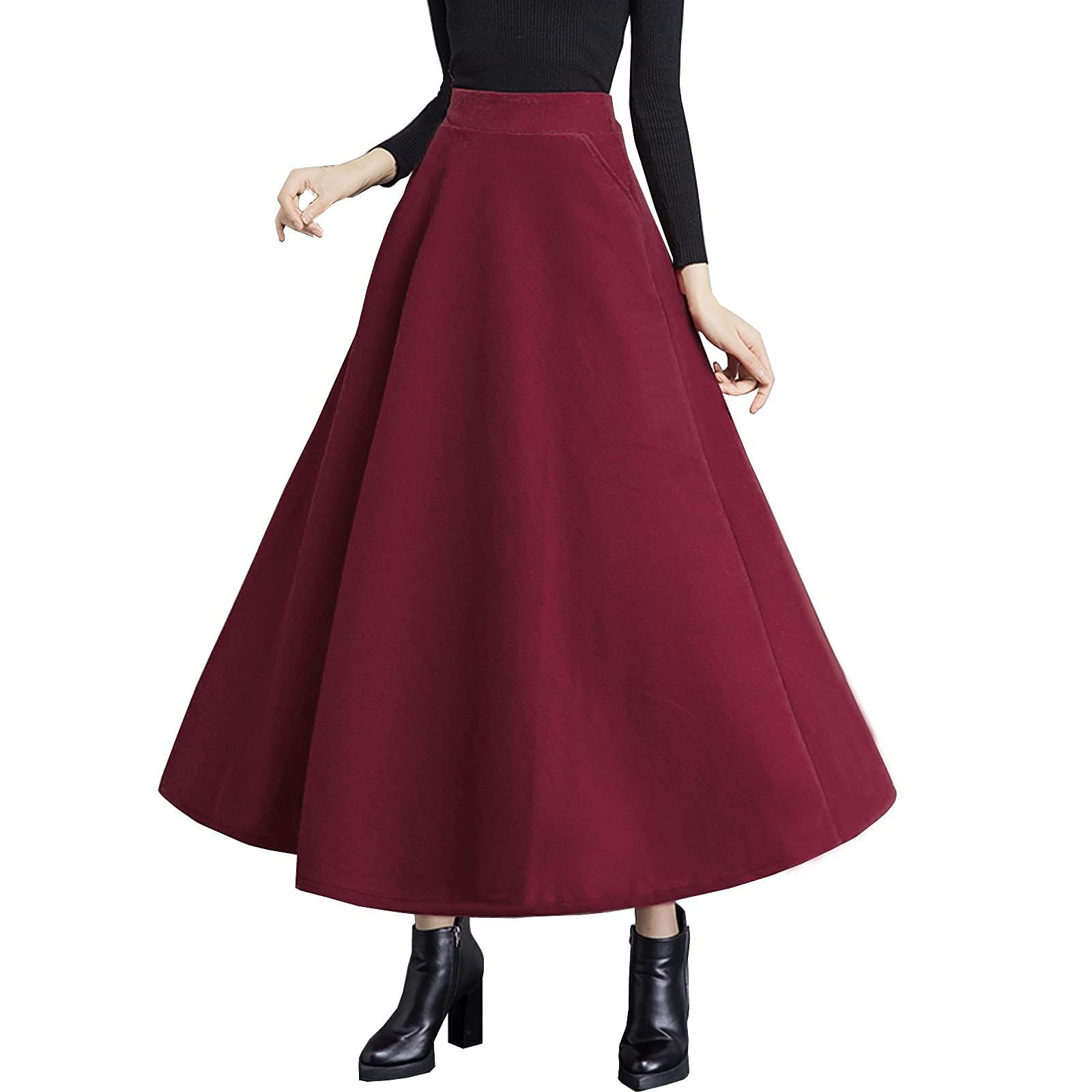 Jupe longue en laine hiver pour une tenue casual quotidienne chic