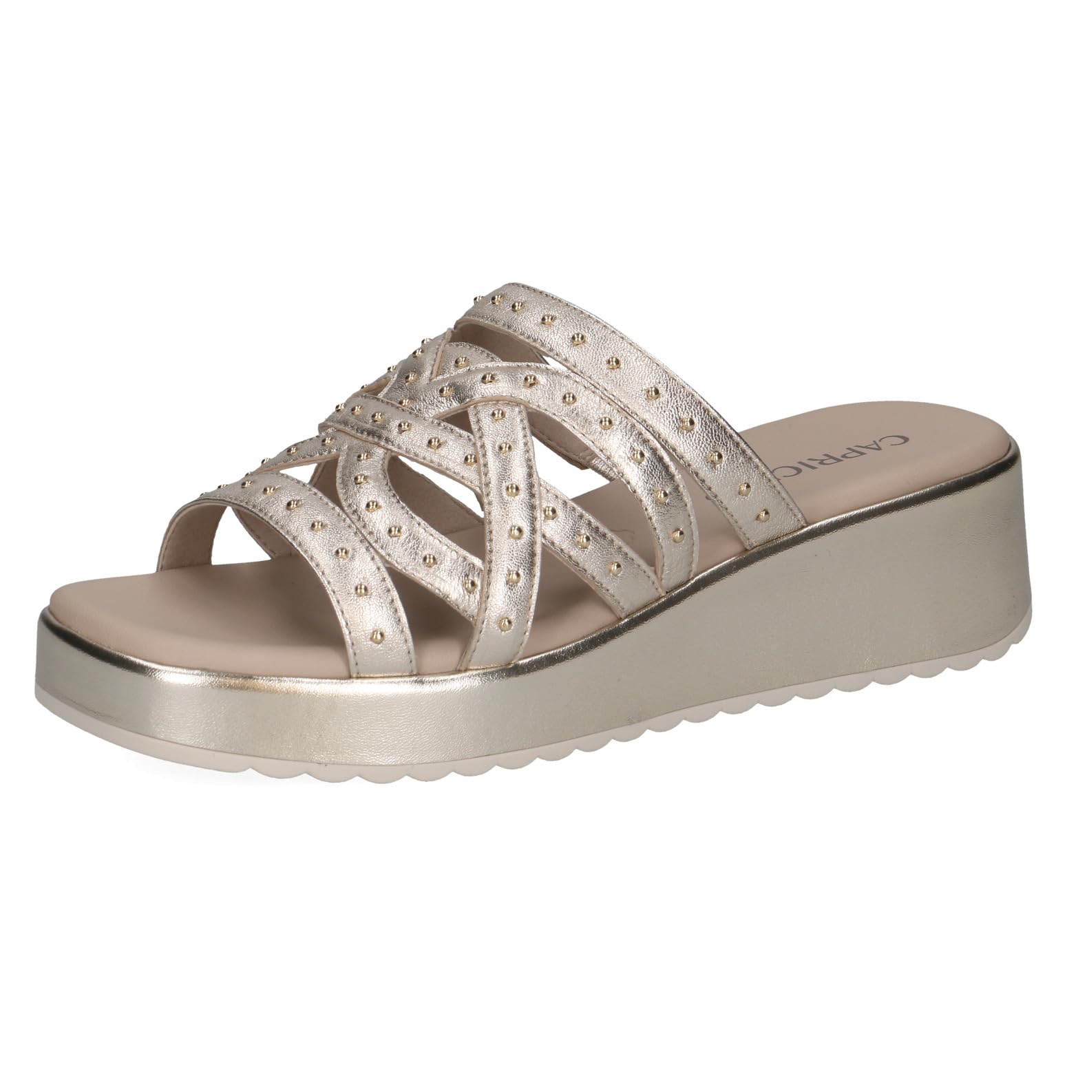 Caprice Women's Leather Sandal, Metallic (LT.GOLD METAL.), 7.5 UK