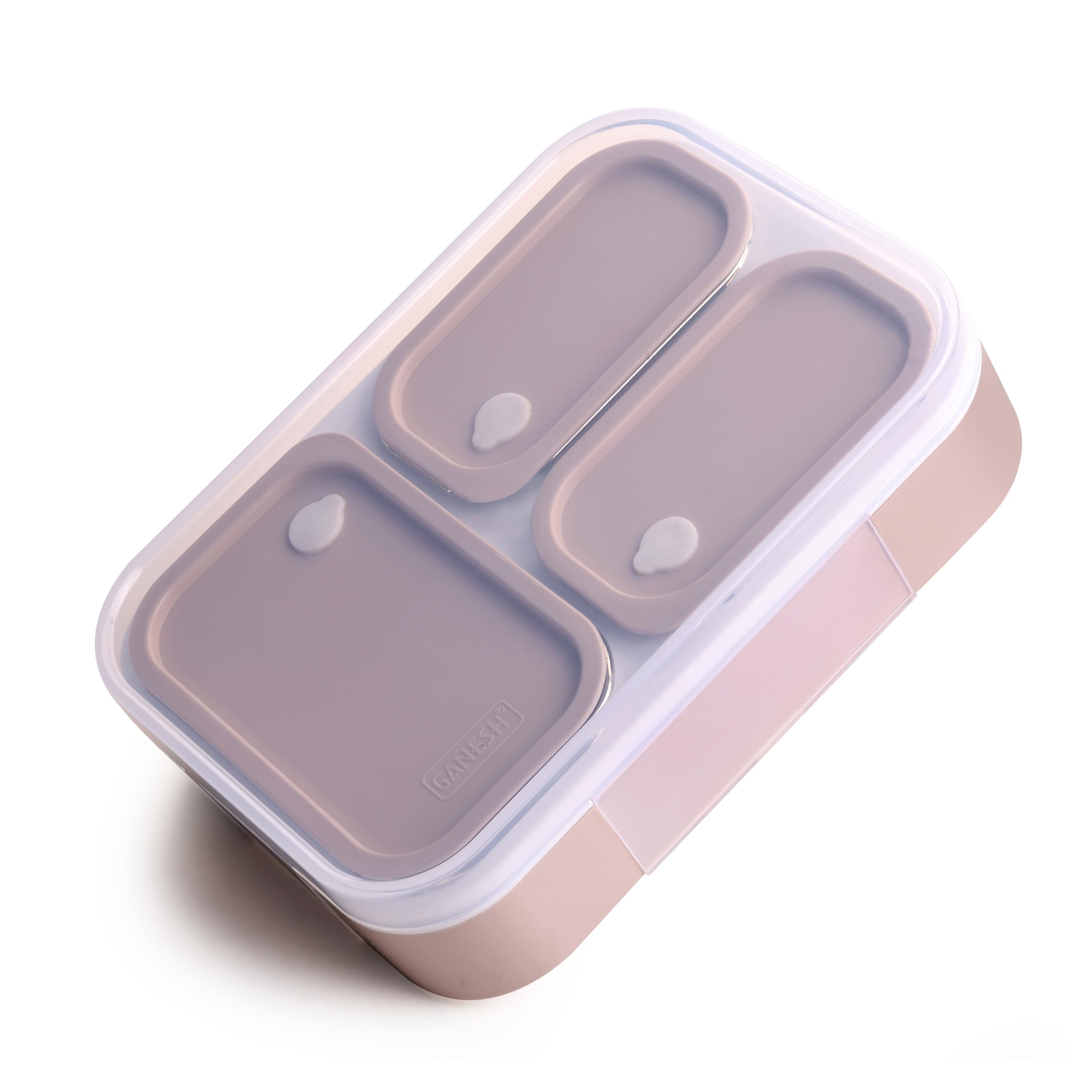 GANESH Aspire 3 Compartment Stainless Steel Lunch Box Sealed Leakage P