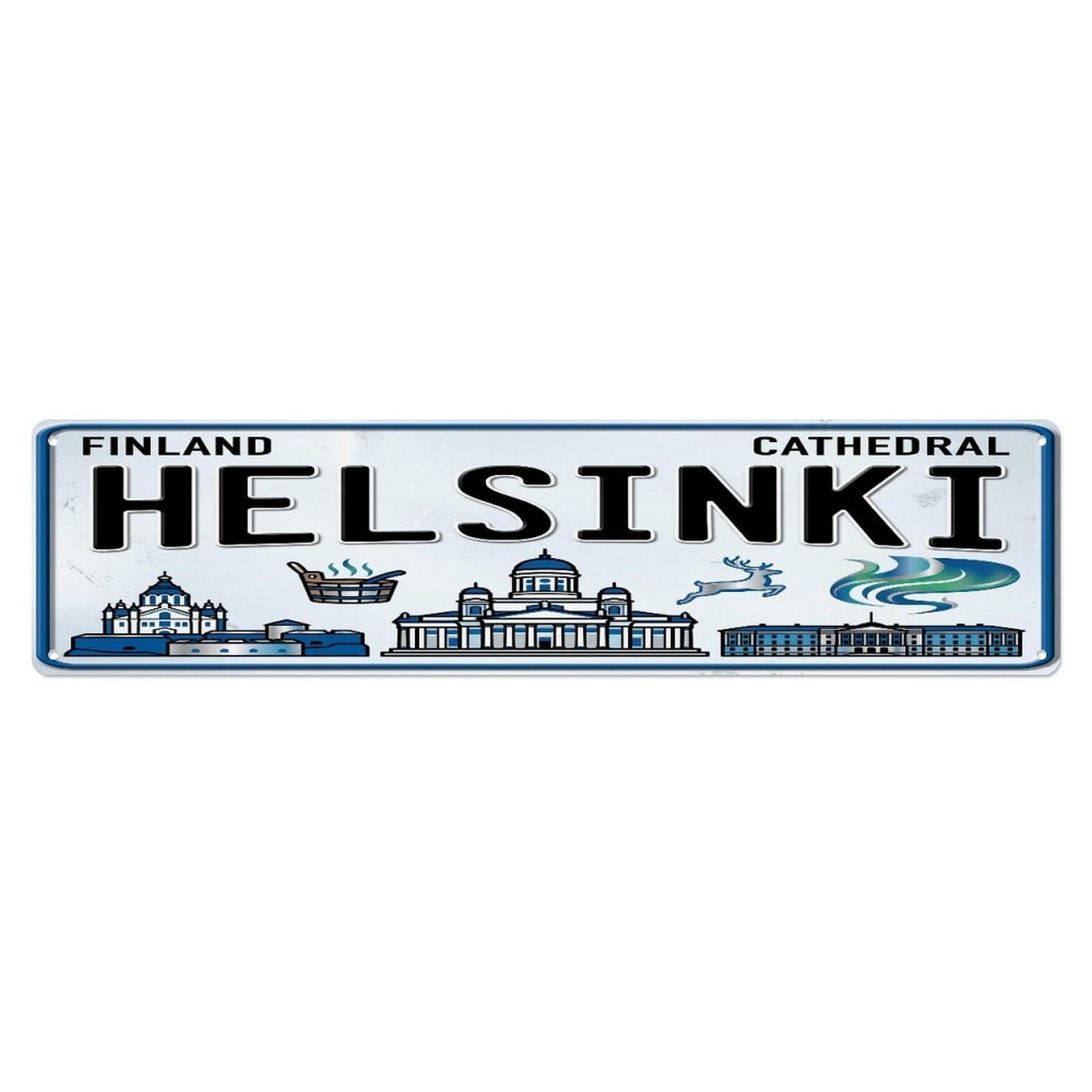 Tgrcjimh Style Metal Tin Sign Vintage Travel Helsinki Finland Cathedral Sauna