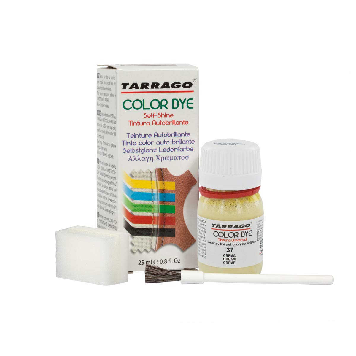 Tinte para Zapatos y Bolsos de Cuero y Textil con Esponja y Brocha | Cubre Rozaduras y Desgastes del Calzado | Gama de 90 colores — view 65