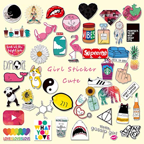 Cute Laptop Stickers for Girl, Cartoon Waterproof Vinyl Water Bottle Computer Notebook Car Skateboard Motorcycle Bicycle Luggage Guitar Bike Decal 45pcs Pack