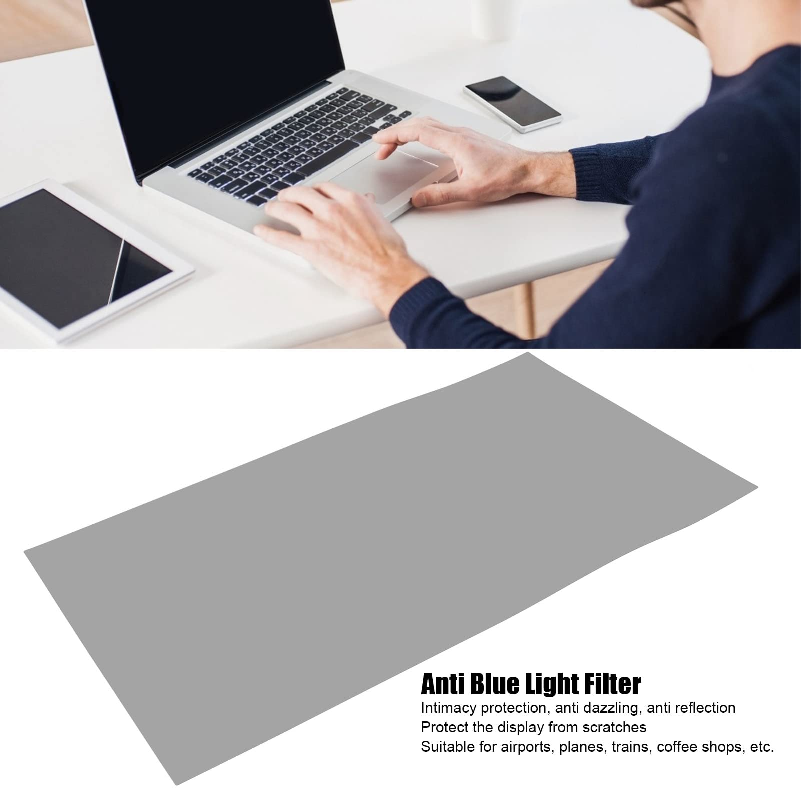 23.8 Inch Computer Screen Filter 16:9 for Widescreen Monitor, Anti Glare Anti Scratch Anti Blue Light Protector Film for Data Confidentiality, Eye