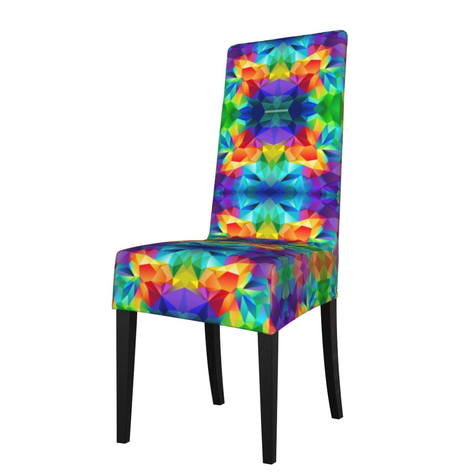 LKYMOH Rainbow Geometric, Chair Covers Stretch Chair Slipcovers for Dining Room, for Party Pet Protection Universal Fit Soft Polyester