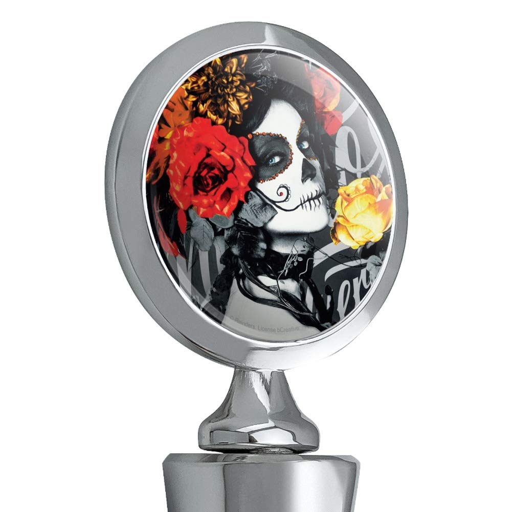 Dia de los Muertos Day of the Dead Woman Tattoo Wine Bottle Stopper