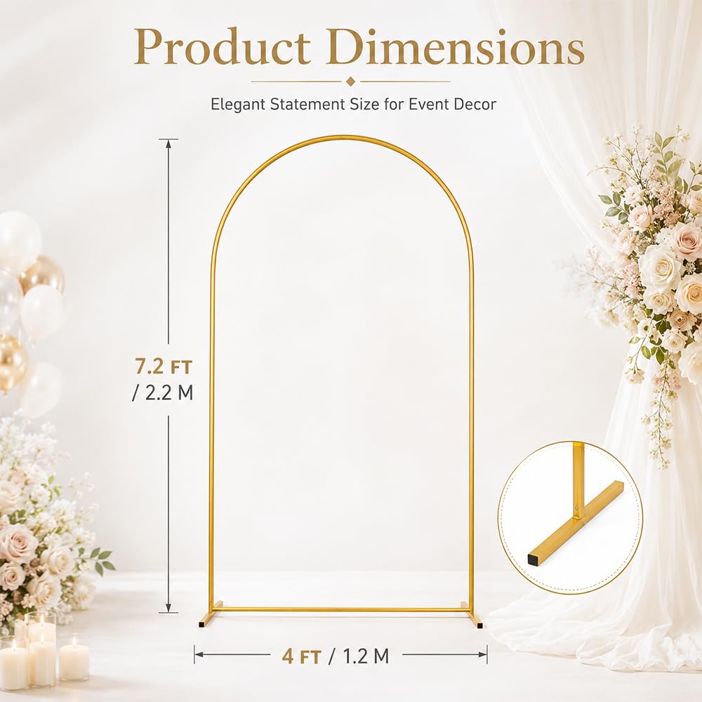 Hochzeitsbogen Gestell, 1.2 x 2.2 M Hochzeitsbogen Hintergrund Ständer, Metallbogen, Traubogen Hochzeit, Ballonbogen Gestell, Deko Bogen für Hochzeit, Geburtstag, Party Dekoration