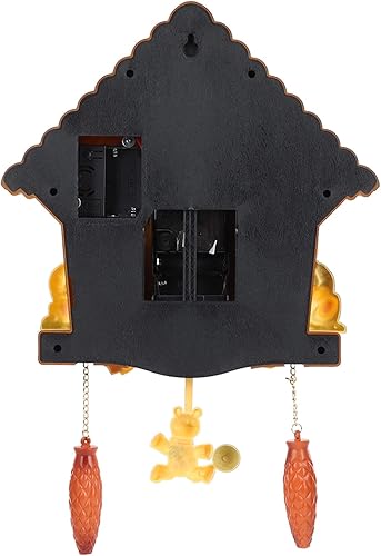 Miniatura 5 de Reloj de cuco con cuco y pájaro de cuco, reloj de pared moderno y creativo de péndulo, reloj colgante de madera simple con voces de pájaro o