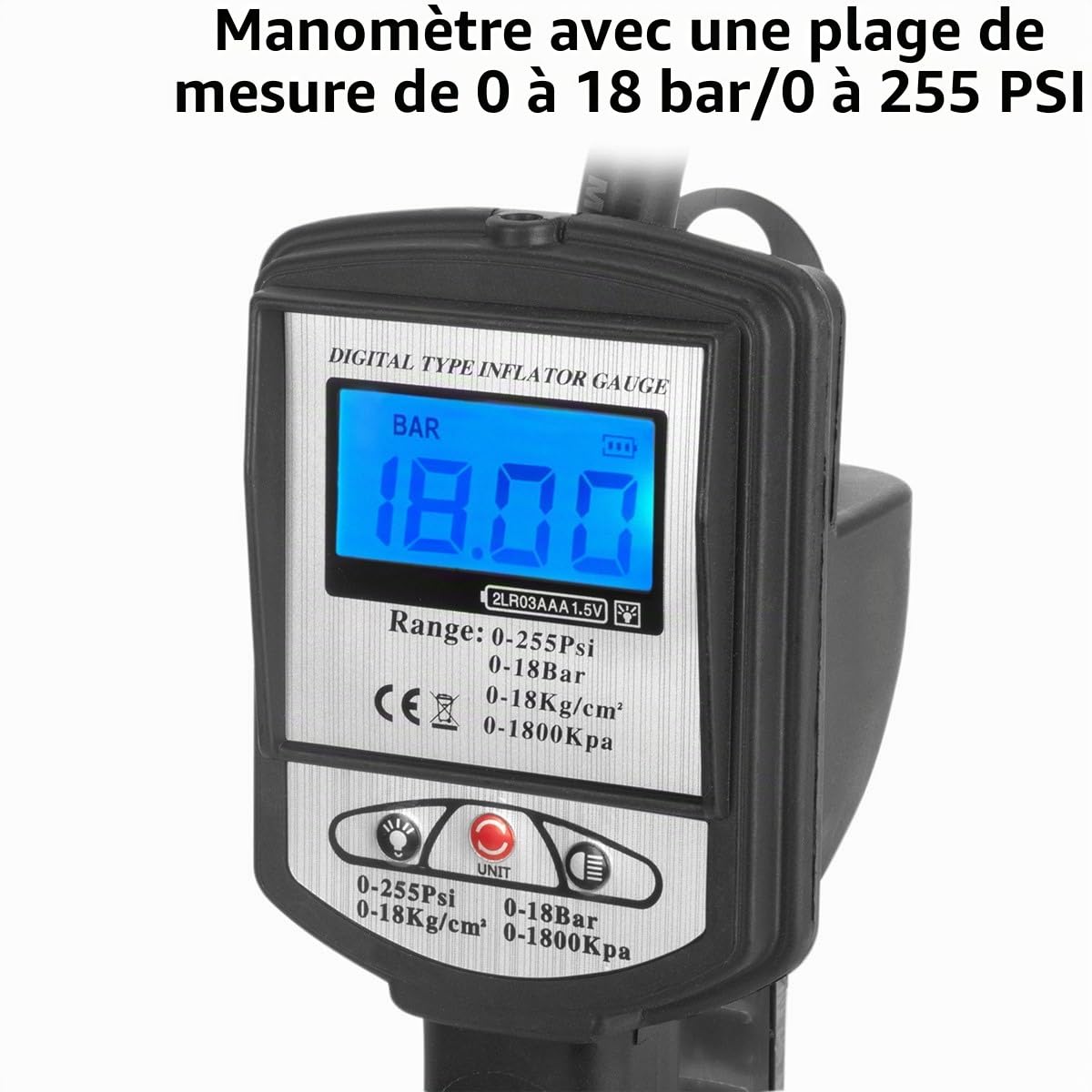 STAHLWERK Pistolet numérique de gonflage de pneus à air comprimé DRP-18 ST | Gonfleur de pneus à air comprimé avec manomètre numérique | Testeur numérique de pression de pneus pour voitures, camions