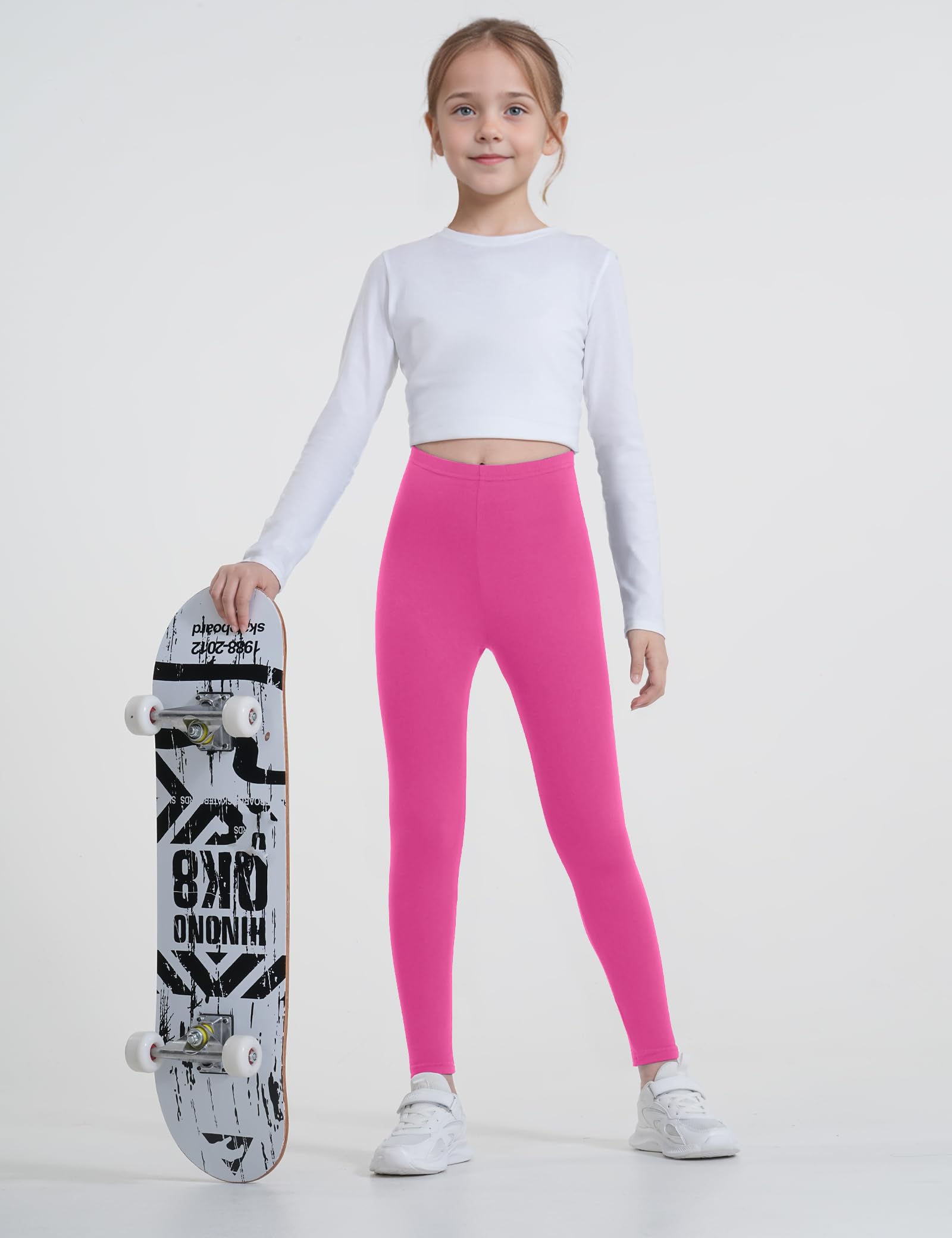 Auranso 3er Pack Leggings Mädchen Kinder Baumwolle Schwarz Lang Sport Hosen