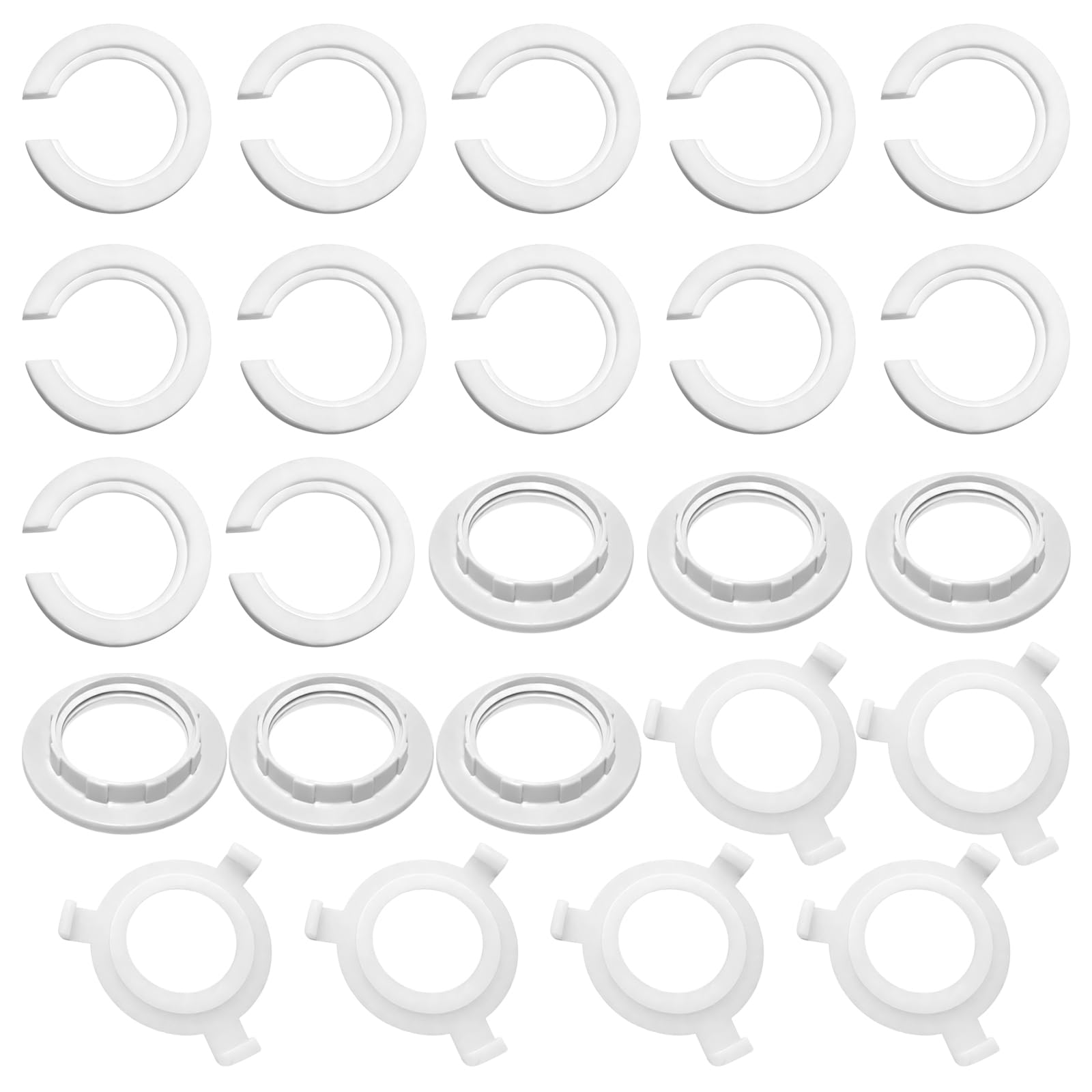 24PCS Lamp Shade Reducer Ring, E27 to E14 Lampshade Reducer Ring, White Plastic Light Shade Adapter Ring, Screw Collar Ring Converter Washer, for Lampshade Adaptor Socket Replacement Fittings