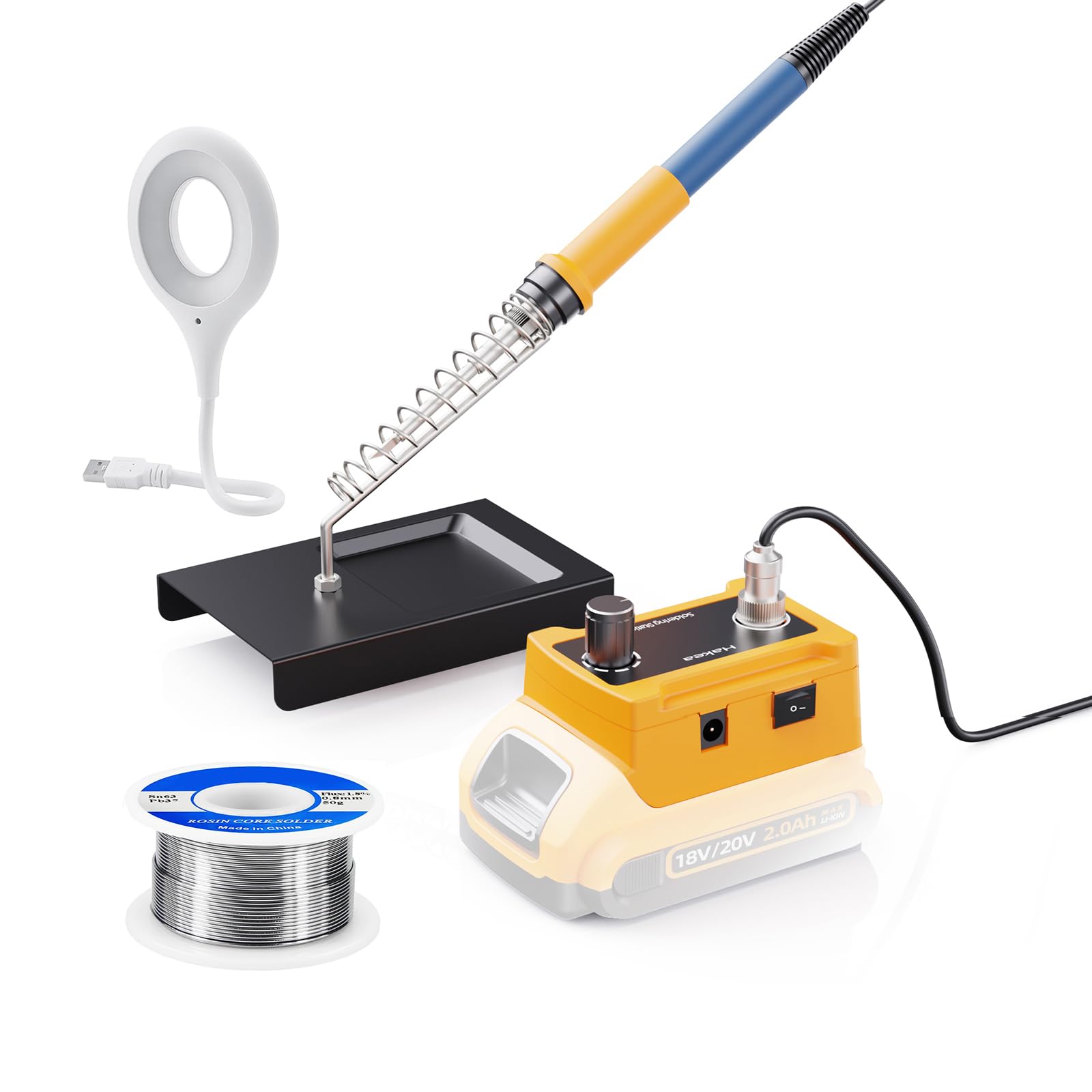 Hakea Soldering Iron Kit, Cordless Soldering Iron for Dewalt 20V Max Battery,Fast Heating Up(100°F-500℉) wireless Soldering Station for DIY,(Battery