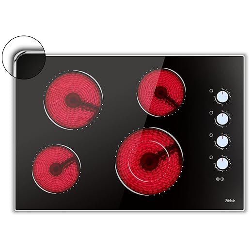 Electric Cooktop 30 Inch Hobsir, 4 Burner Electric Stove Top 6700W, Knob Control Built in Cook top, 30" Electric Stove Top Burner with Glass Protection Metal Frame, Double-ring burner, 220-240v