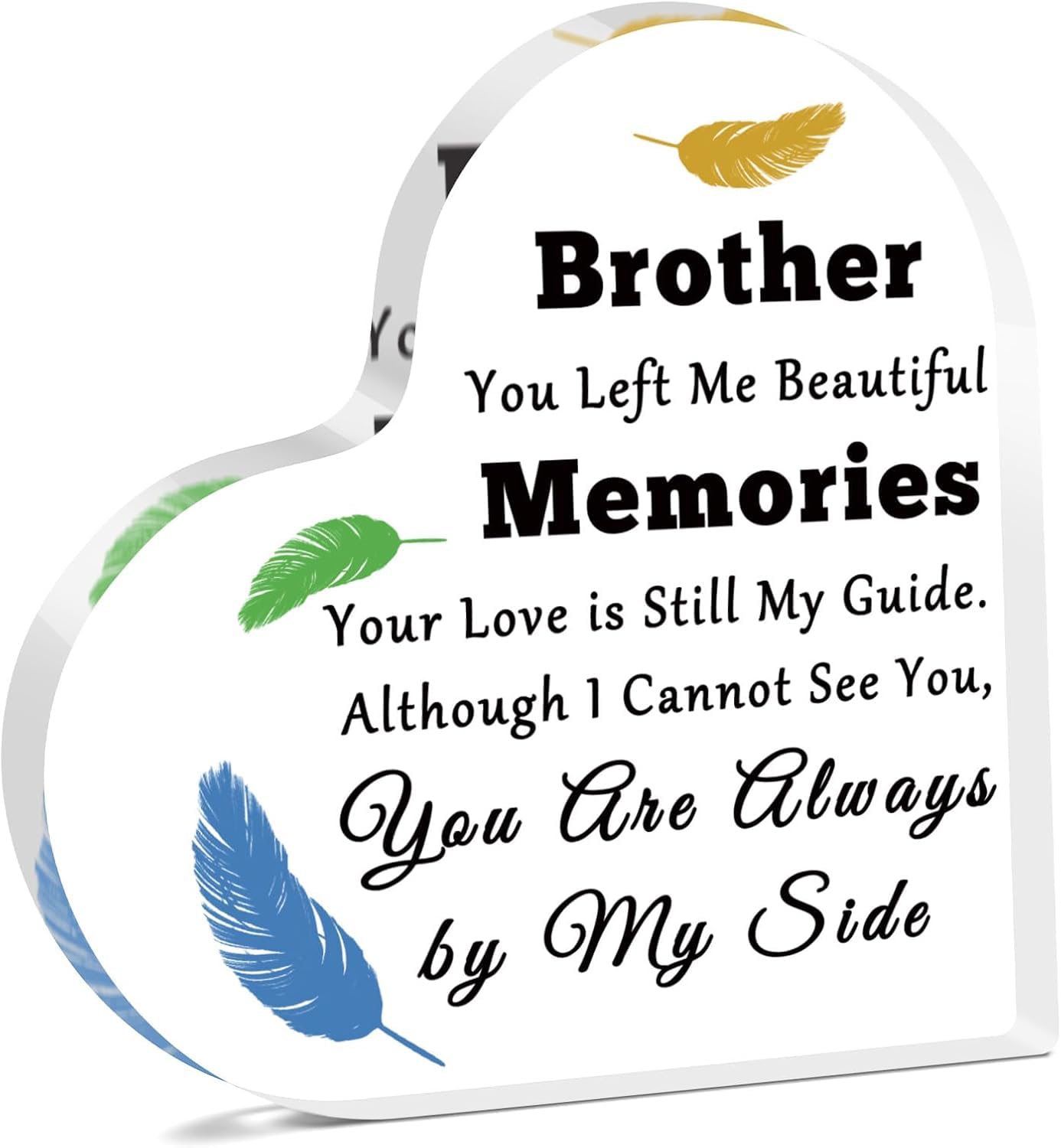 Sympathy Memorial Gift for Loss of Brother Acrylic Heart Keepsake Bereavement Condolences Grief Gift Funeral Memorial Desk Bereavement Sympathy Gifts for Brother Remembrance Acrylic Plaque 4 x 4 inch