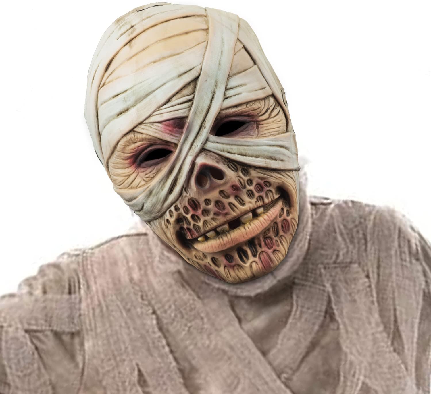 PartyHop Mummy Mask Egyptian P haraoh Latex Full Head Scary Horror Mask Fancy Dress for Halloween Carnival Costume Party