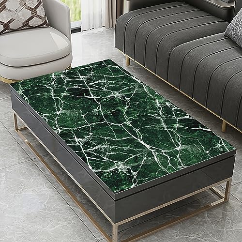 Nappe de table extérieure étanche marbre vert déperlante rectangulaire