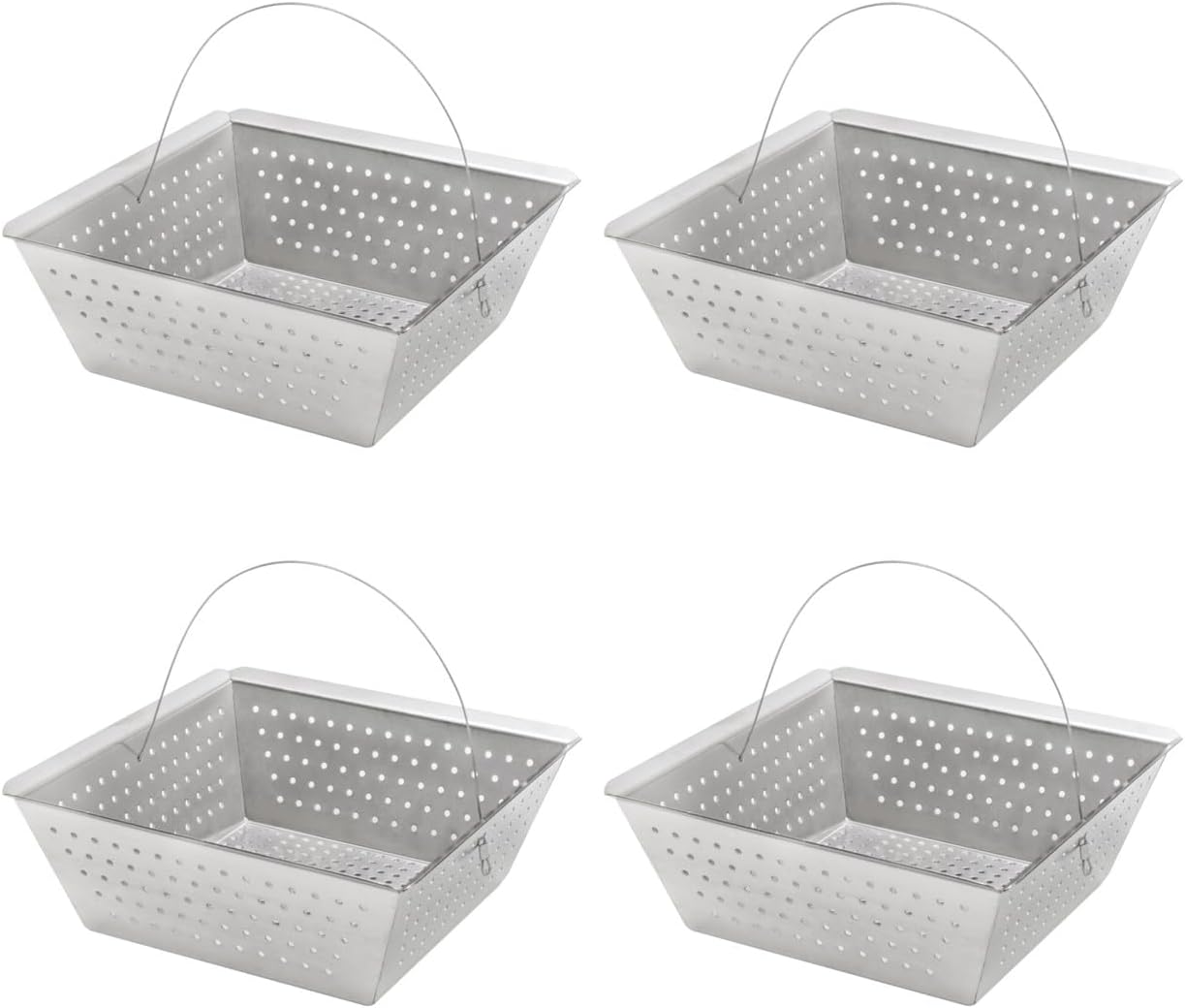 Leyso Stainless Steel Floor Sink Drop-in Basket Strainer Sink Drain Cover 8-1/2" x 8-1/2” x 3-1/8” for Kitchen, Restaurant, Bar, Buffet (Drop-in SS x 4)