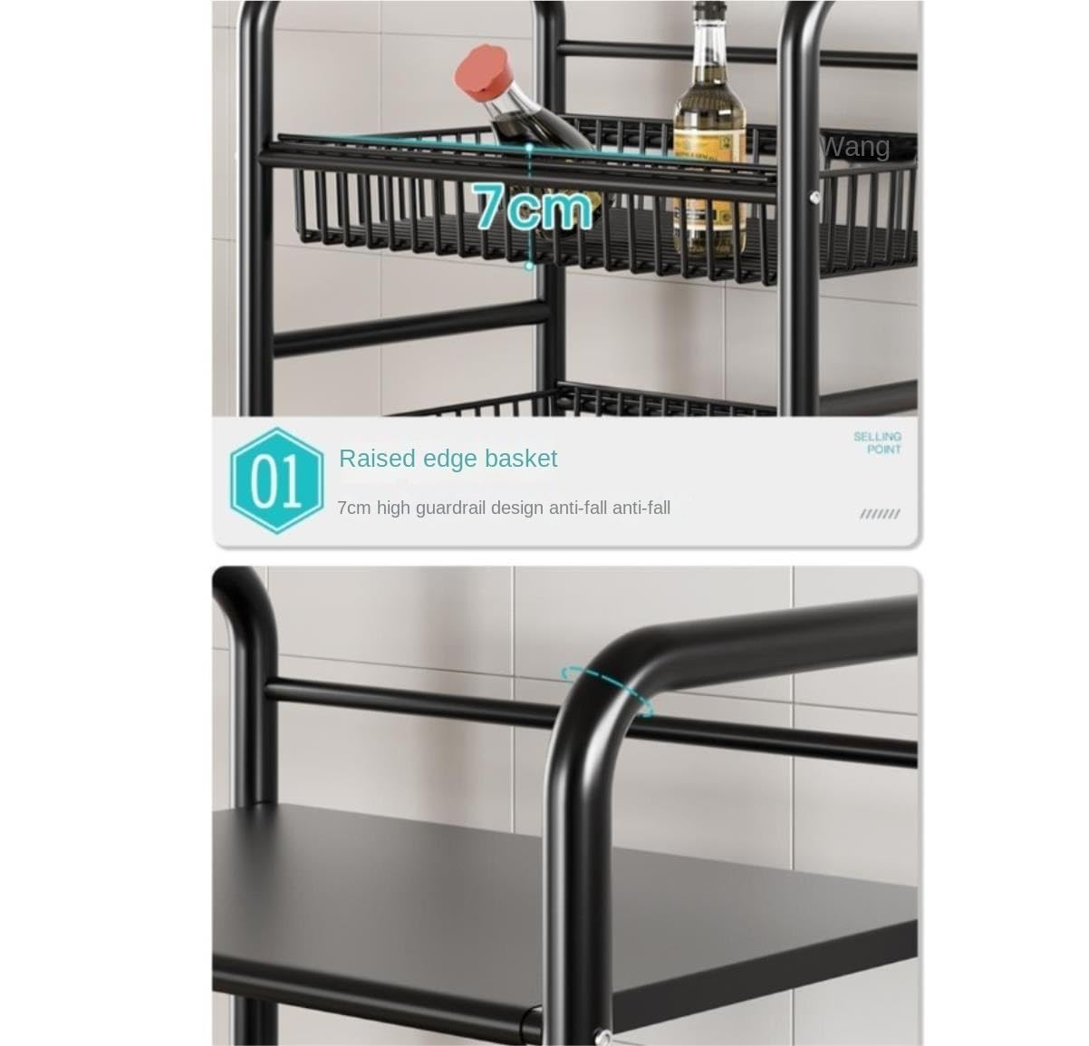 Soporte Microondas Estante Para Horno Microondas De 5 Niveles Almacenamiento Utilidad Cocina Organizador Carrito Para Con Cestas Alambre Y Ruedas Organizador de Cocina