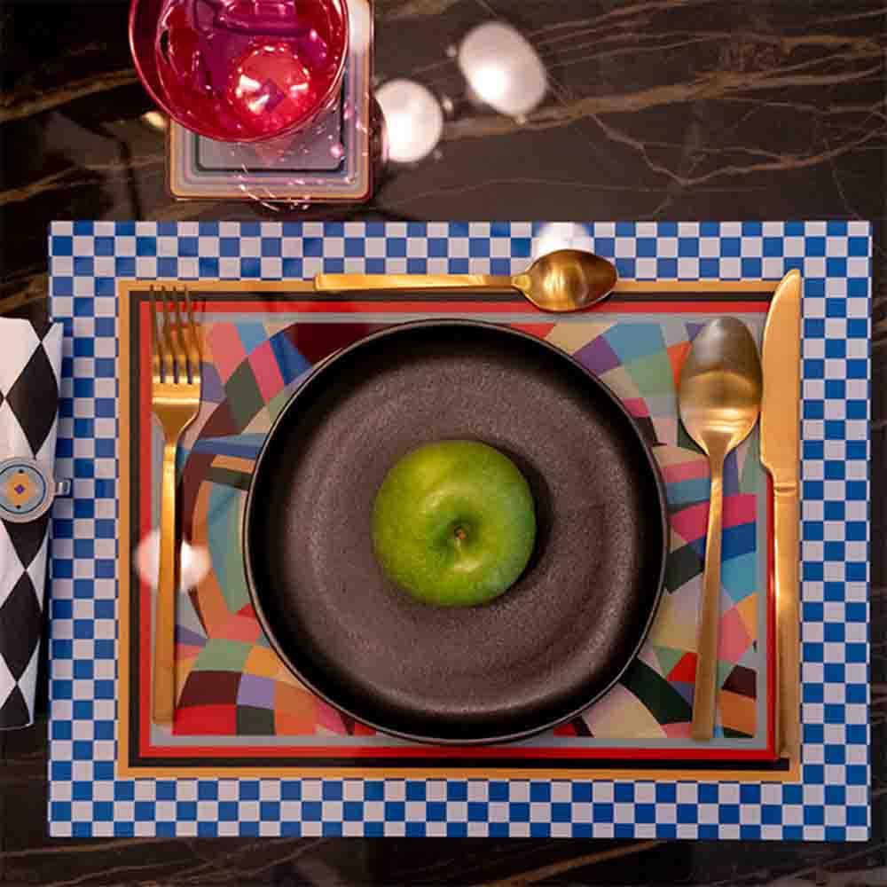 VESTA Set di 2 tovagliette rigide Decor - Grafica stampata Rainbow - 40x30 cm - Cristallo acrilico - Made in Italy