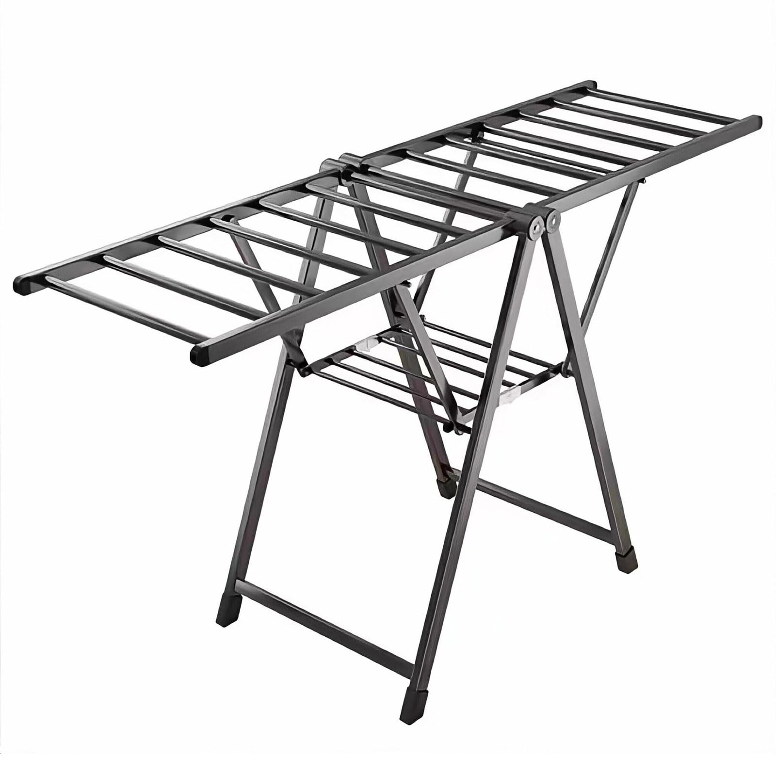 GFJryET Folding clothes horse, 2-Tier Folding Laundry Drying Rack, Clothes With Height-Adjustable Wings Freestanding(160cm silver)