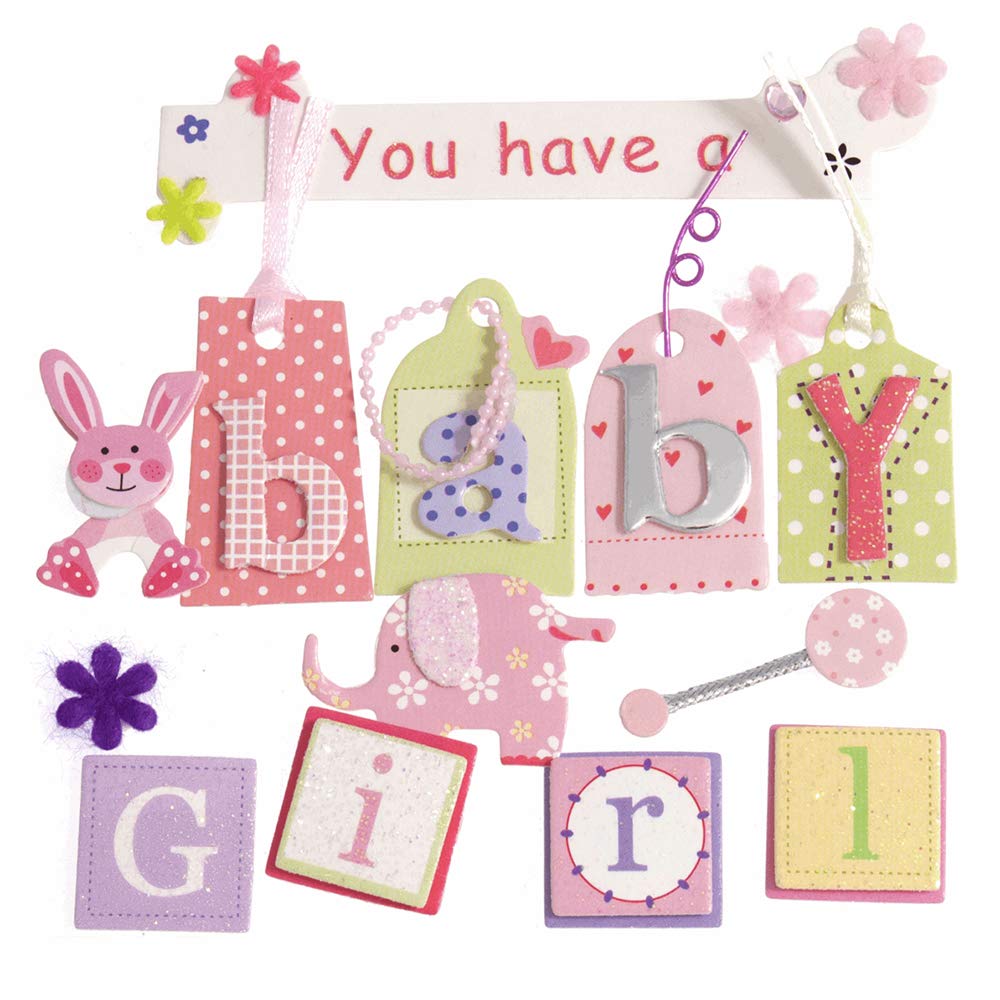 Pink Baby Girl Assorted Papercraft Embellishments